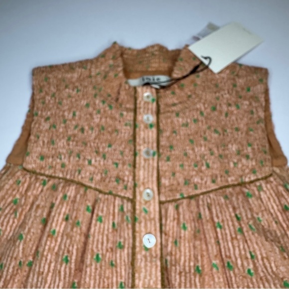 Joie Women’s Small Joesa Smocked Mock Turtleneck Orange Striped Sleeveless Top - Picture 6 of 10